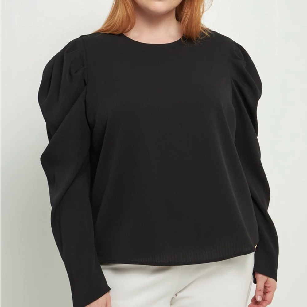 English Factory Black Puff Sleeve Blouse